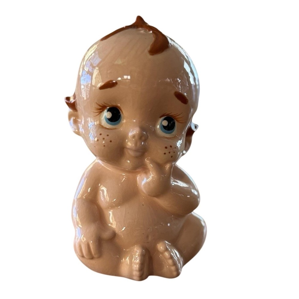 Lefton Baby Powder Shaker Figurine 6in Peach Good Vintage 60s Hand Painted Japan